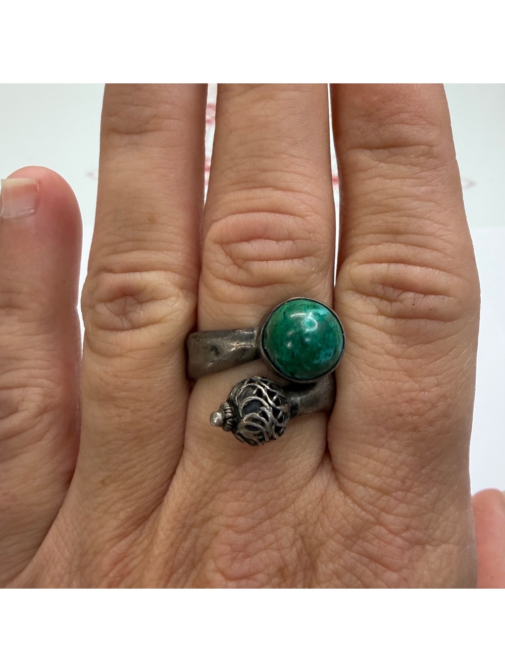 Sterling silver hammered bypass ring vintage